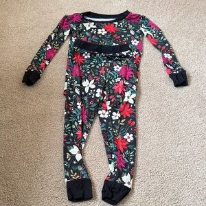 Little Sleepies Floral Kids Pajama Footies - Black, Pink, Red, Green